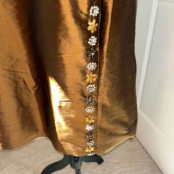 Yaly Couture Custom Brown Silk Shift Midi Dress 18 - Picture 4 of 7